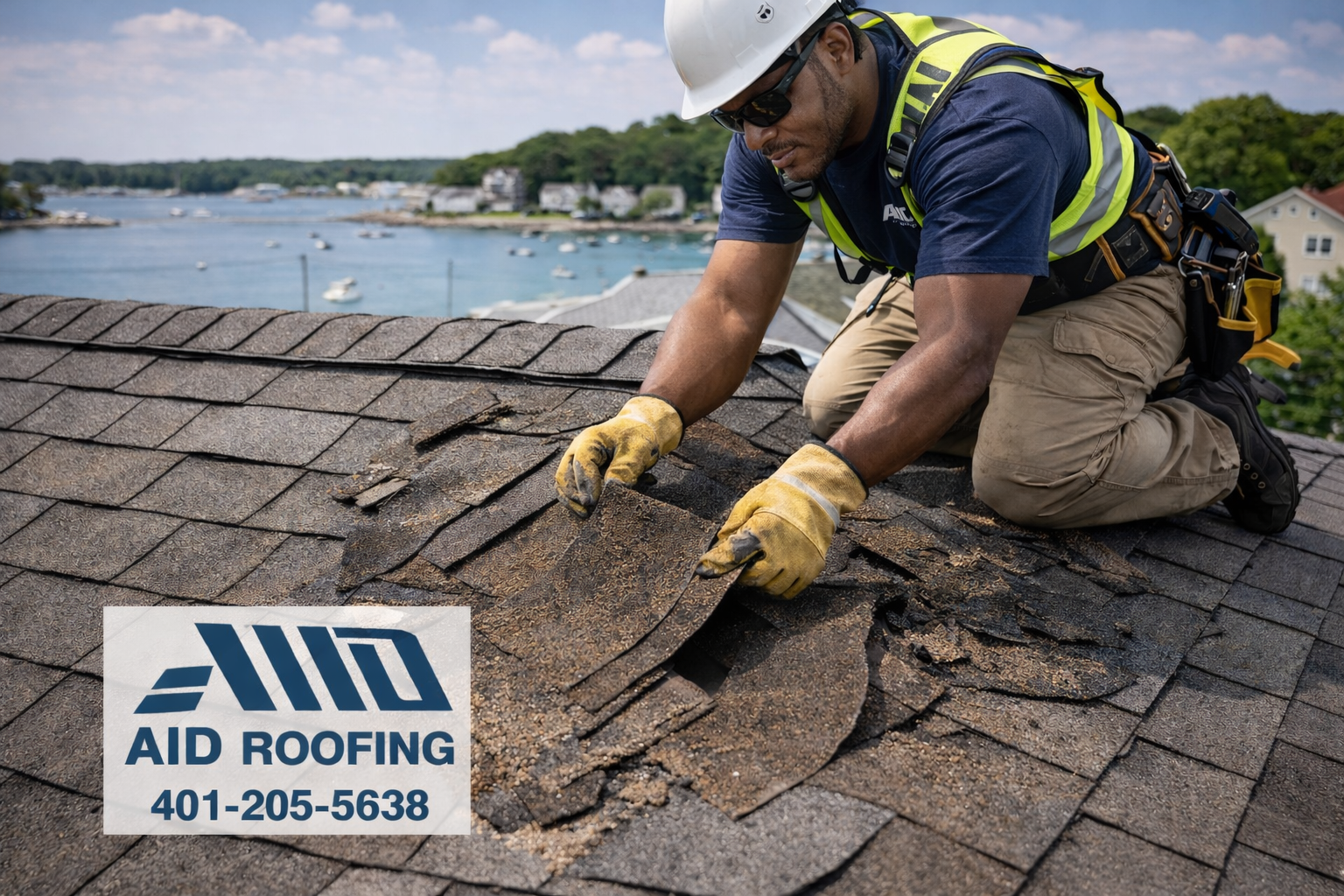 Damaged roof repair in RI