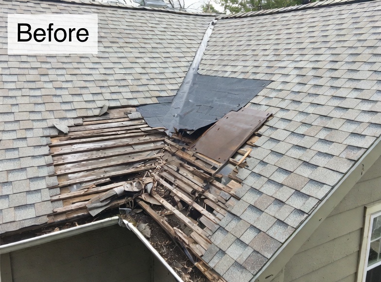 Before renovation: Emergency Roof Repair, E. Greenwich in East Greenwich, RI